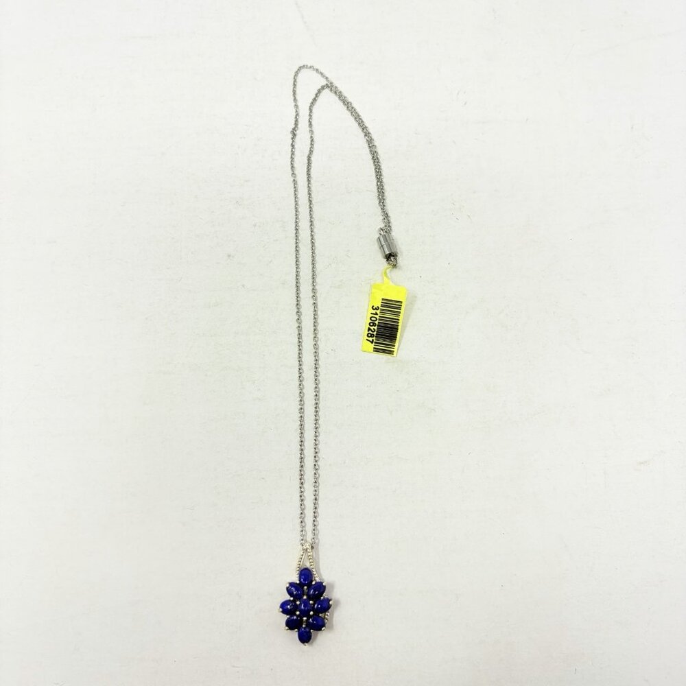 Shop LC‎ Lapis Lazuli Sterling Silver Pendant With Stainless Steel Chain 5396